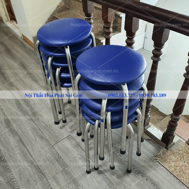 ghe-don-inox-gd01 ghế đôn inox đệm pvc xanh GD01