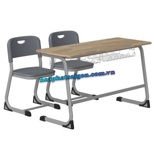 bàn ghế học sinh mặt gỗ cao su poly BHS44G