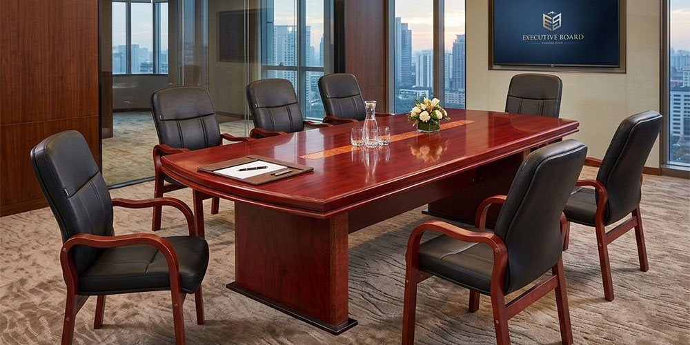 Bàn họp văn phòng gỗ sơn PU