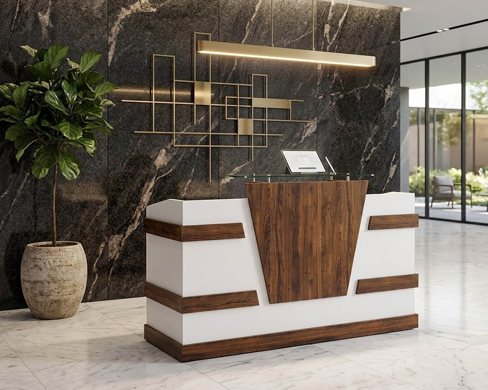 Phối cảnh bàn quầy lễ tân BQ104