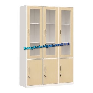 tủ khung sắt cánh gỗ hòa phát TU09K7GM