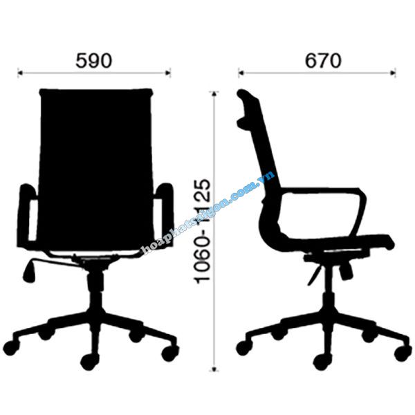 kích thước ghế xoay lưới HP-1007-4