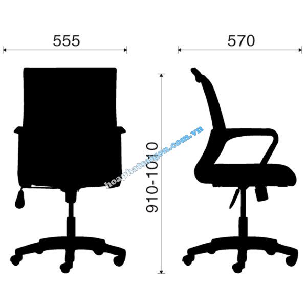 kích thước ghế xoay lưới HP-1016