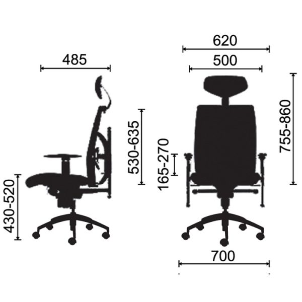 kích thước ghế lưới HP-Exact 04