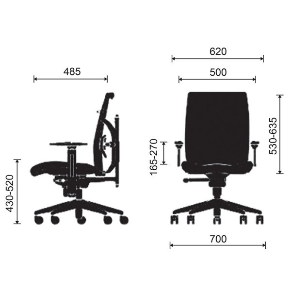 kích thước ghế lưới HP-Exact-5