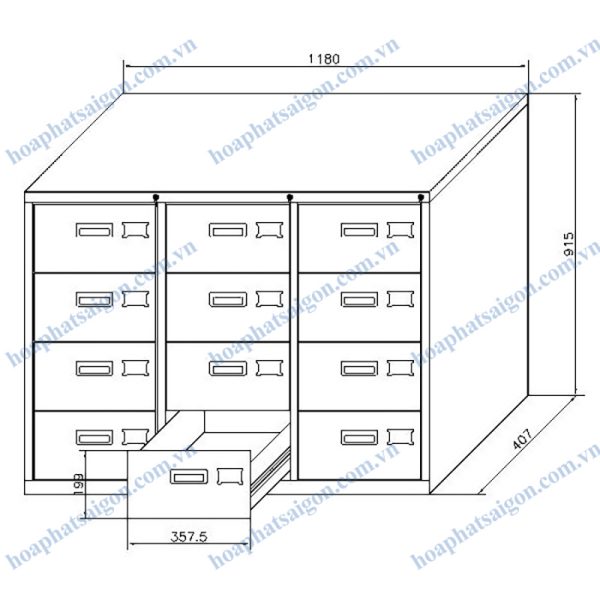 bản vẽ kỹ thuật tủ sắt TU118-12D