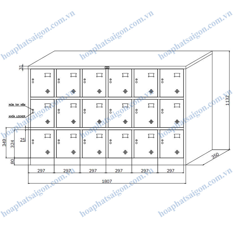 bản vẽ kỹ thuật tủ locker TMG983-6K